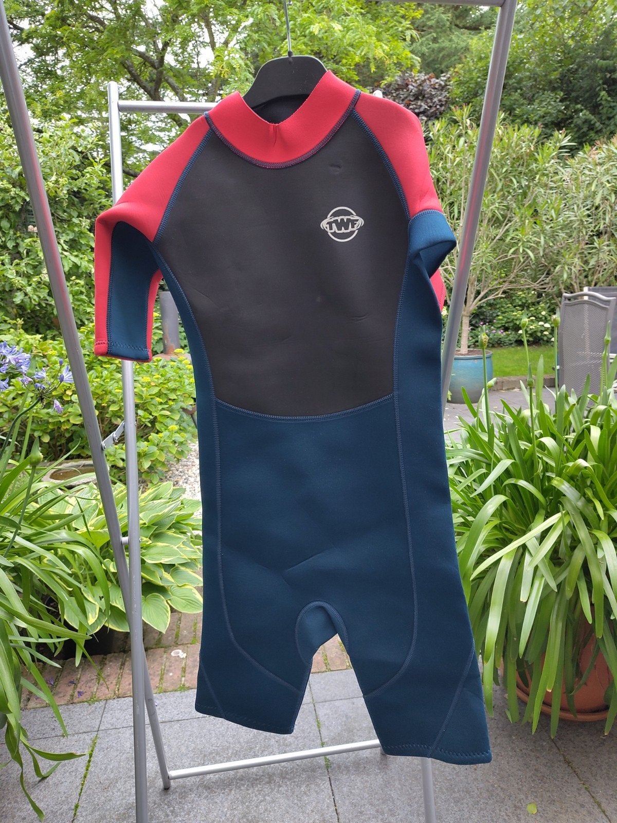 TWF Kinder wetsuit K14 - Blauw/Rood, Watersport en Boten, Watersportkleding, Ophalen, Zo goed als nieuw, Kind, Wetsuit