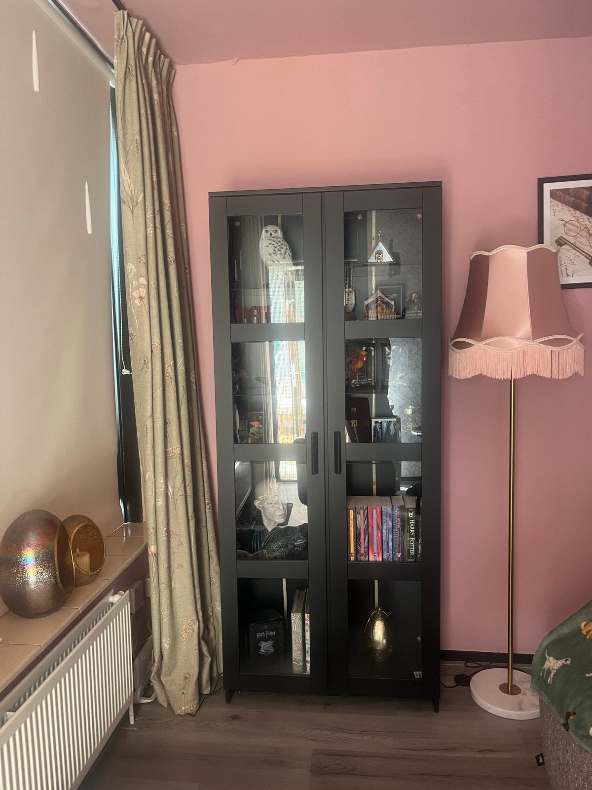 IKEA BRIMNES Vitrinekast Zwart 190x80 cm met LED, Huis en Inrichting, Kasten | Vitrinekasten, Ophalen, 50 tot 100 cm, 150 tot 200 cm