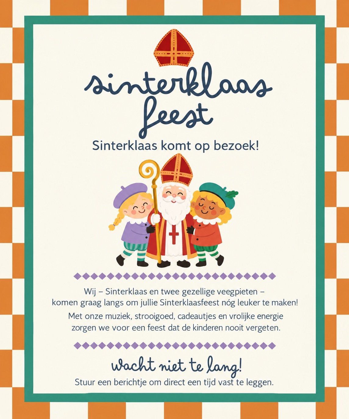 Sinterklaas + 2 Pieten aan huis – €80!, Ophalen of Verzenden, Zo goed als nieuw