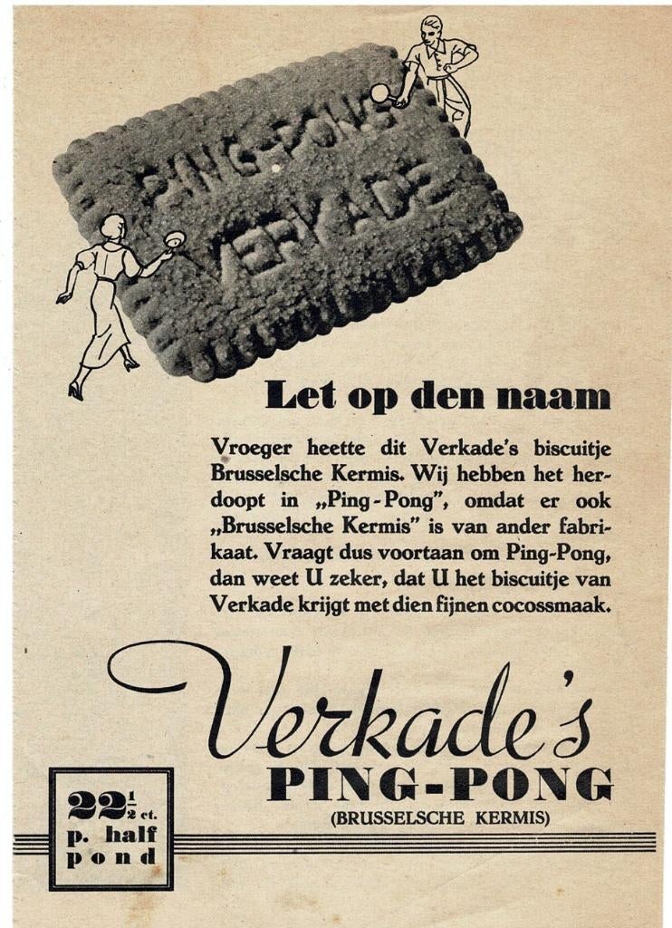 Let op de naam VERKADE'S Ping-Pong 1936, Verzenden, Zo goed als nieuw, Overige typen