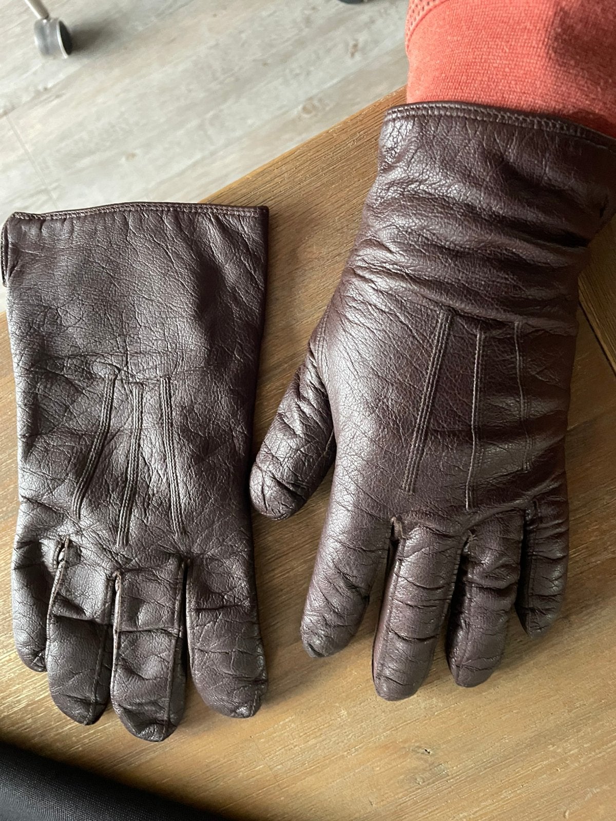 Lederen gevoerde herenglacees, maat 9,5, Kleding | Heren, Ophalen of Verzenden, Zo goed als nieuw, Maat 52/54 (L), Handschoenen