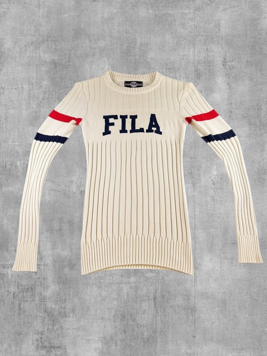Fila trui grijs print dames maat S sweater pullover gebreid, Verzenden, Zo goed als nieuw, Maat 36 (S), Grijs