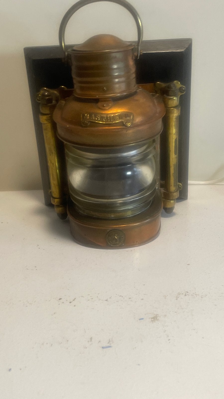 Antieke koperen Masthead scheepslamp - Made in Britain, Antiek en Kunst, Ophalen of Verzenden