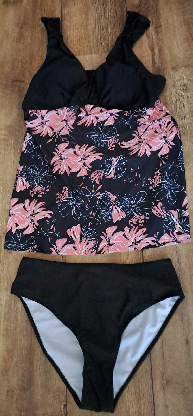 Tankini met bloemenprint en los broekje, Overige typen, Zwart, Ophalen of Verzenden, Zo goed als nieuw