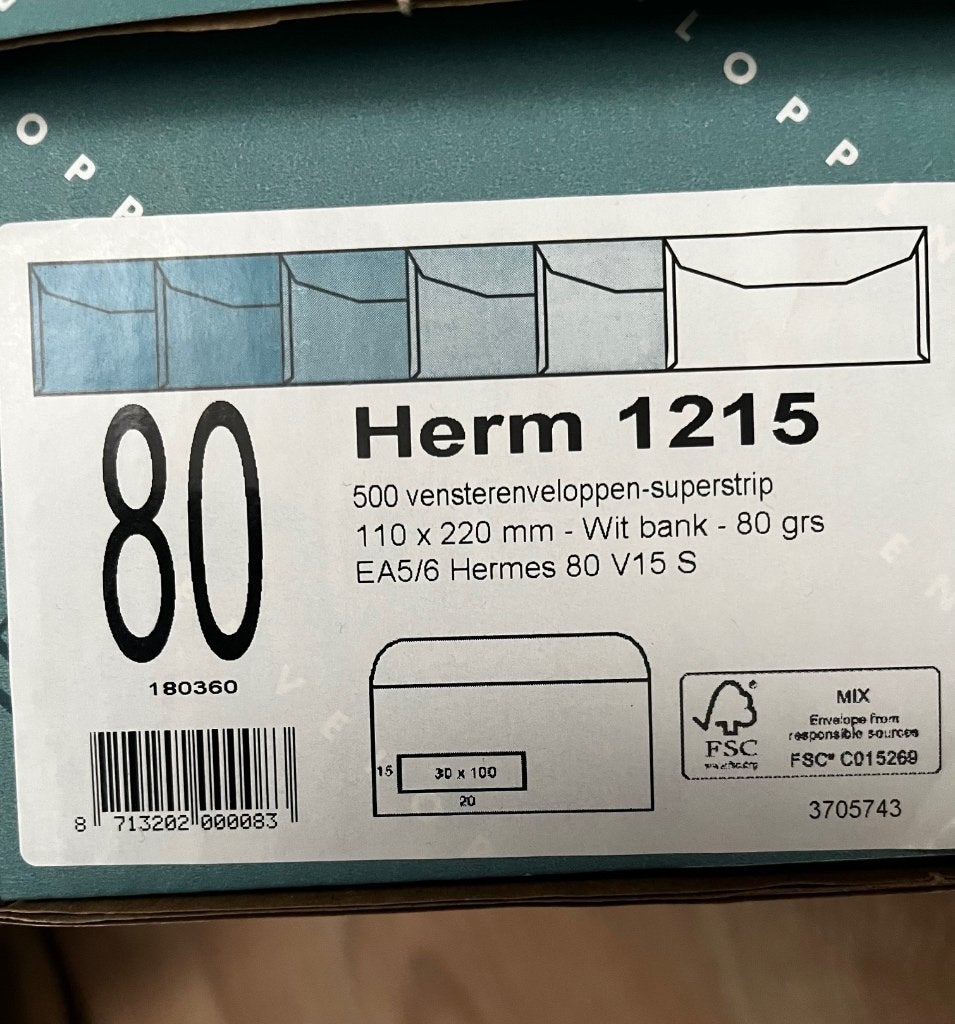 Vensterenvelop EA5/6 met plakstrip, Ophalen of Verzenden, Nieuw