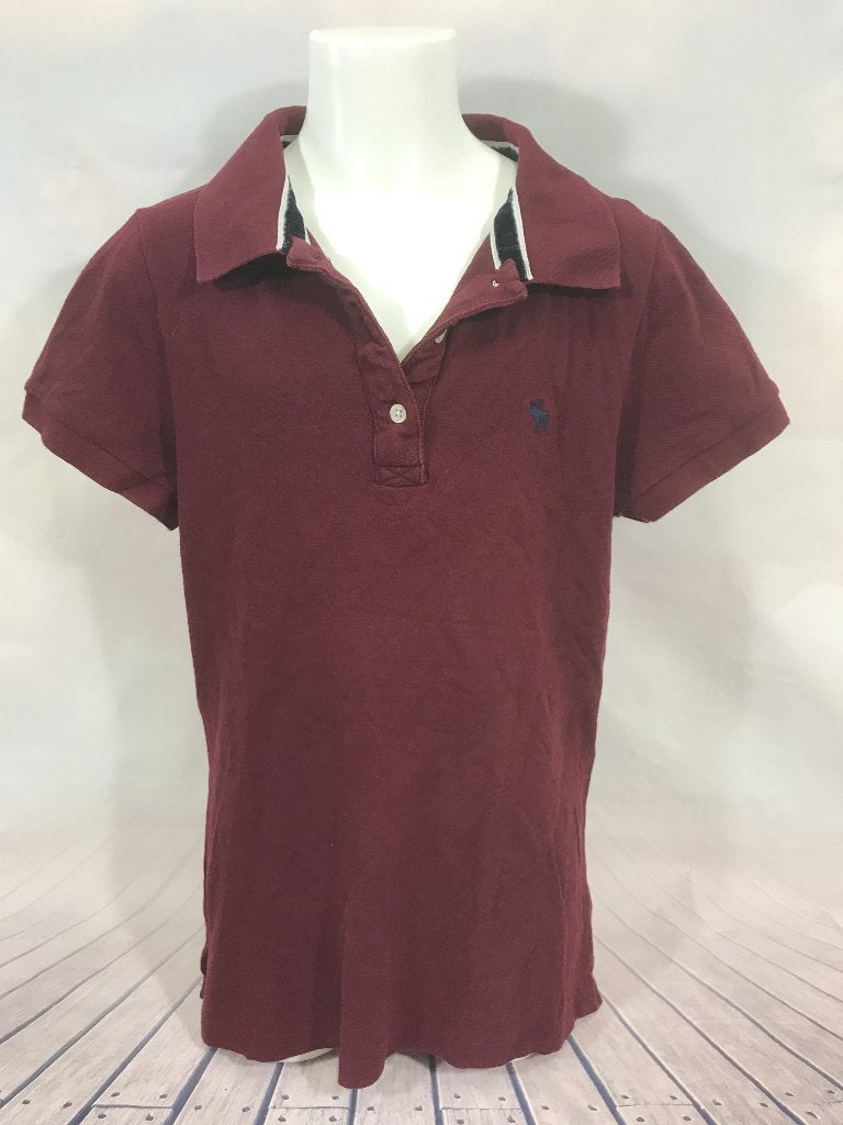 Abercrombie & Fitch aubergine polo maat L  152 (3C7)