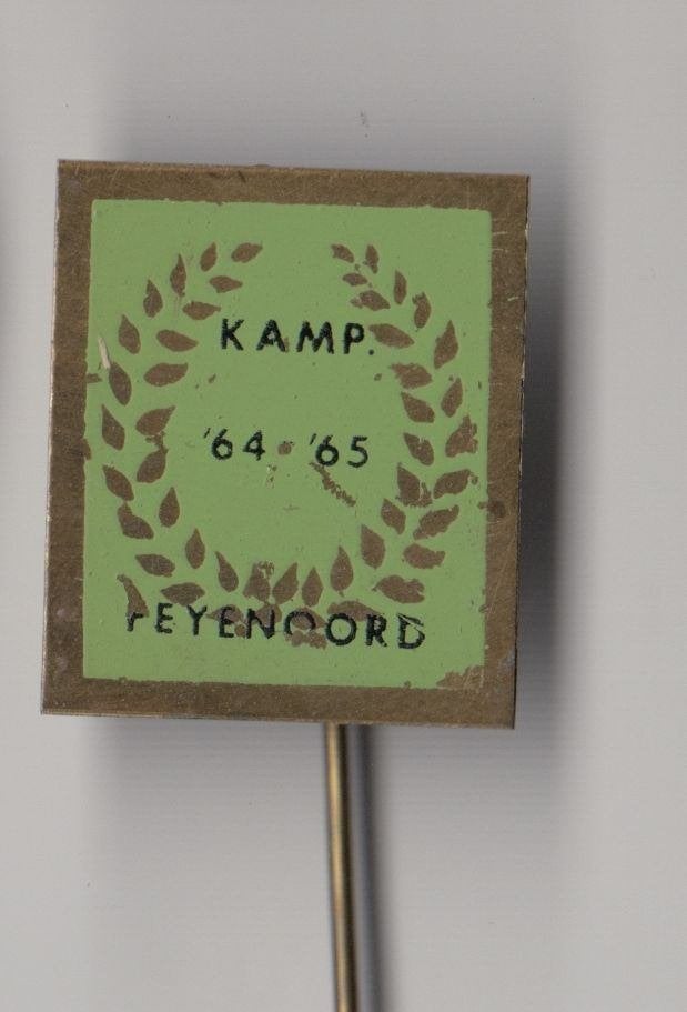 Feyenoord Rotterdam Kampioen 1965 Groen speldje, Verzamelen, Speldjes, Pins en Buttons, Gebruikt, Niet vindbaar, Niet vindbaar