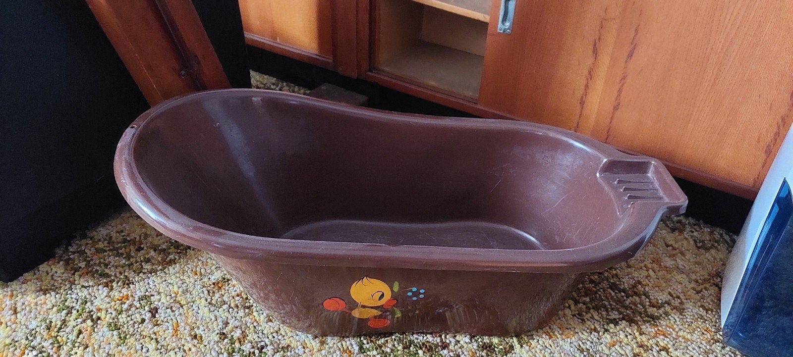 Retro babybadje met eendje opdruk, Gebruikt, Badje, Standaard, Ophalen