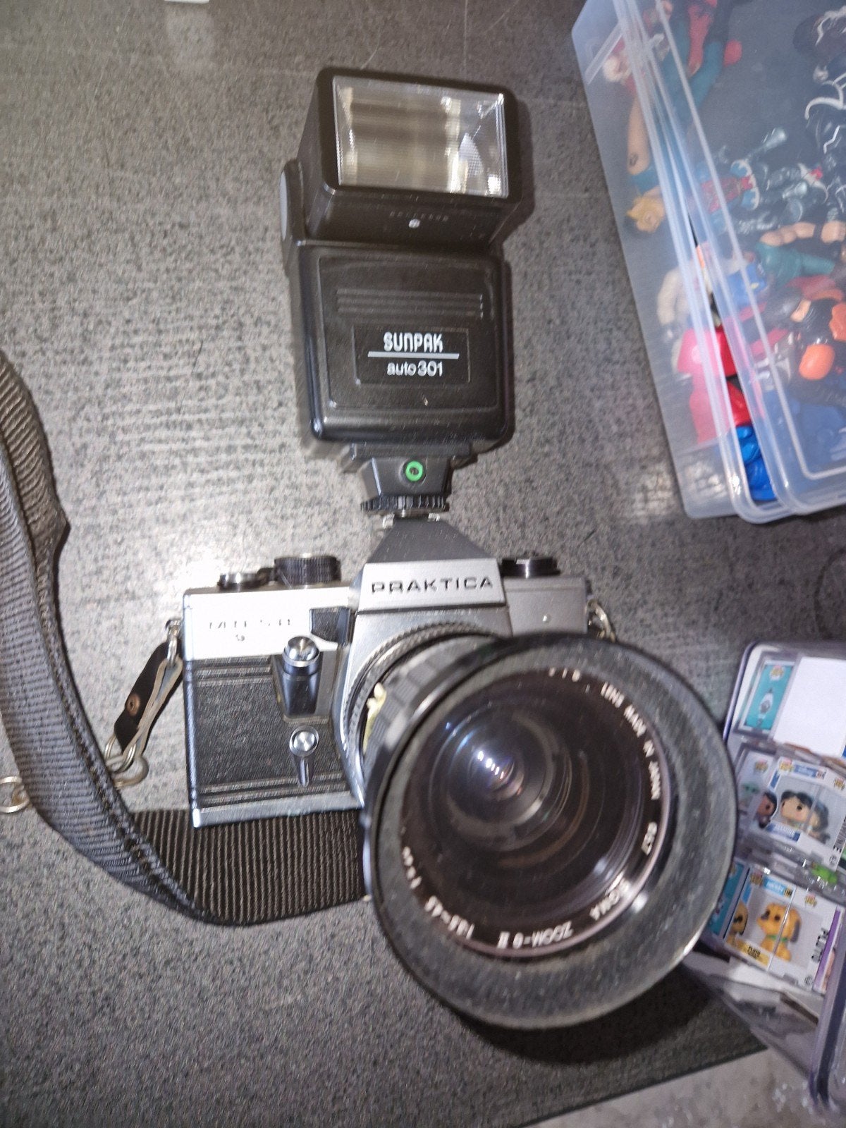 Praktica MTL 5 B Spiegelreflexcamera met Sunpak flitser, Ophalen of Verzenden, Gebruikt, Spiegelreflex, Overige Merken
