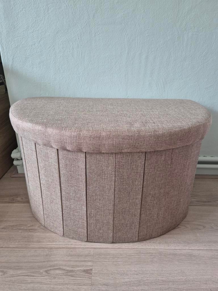 Linnen opbergpoef action beige, Huis en Inrichting, Ophalen of Verzenden, Nieuw, Rond, 50 tot 75 cm