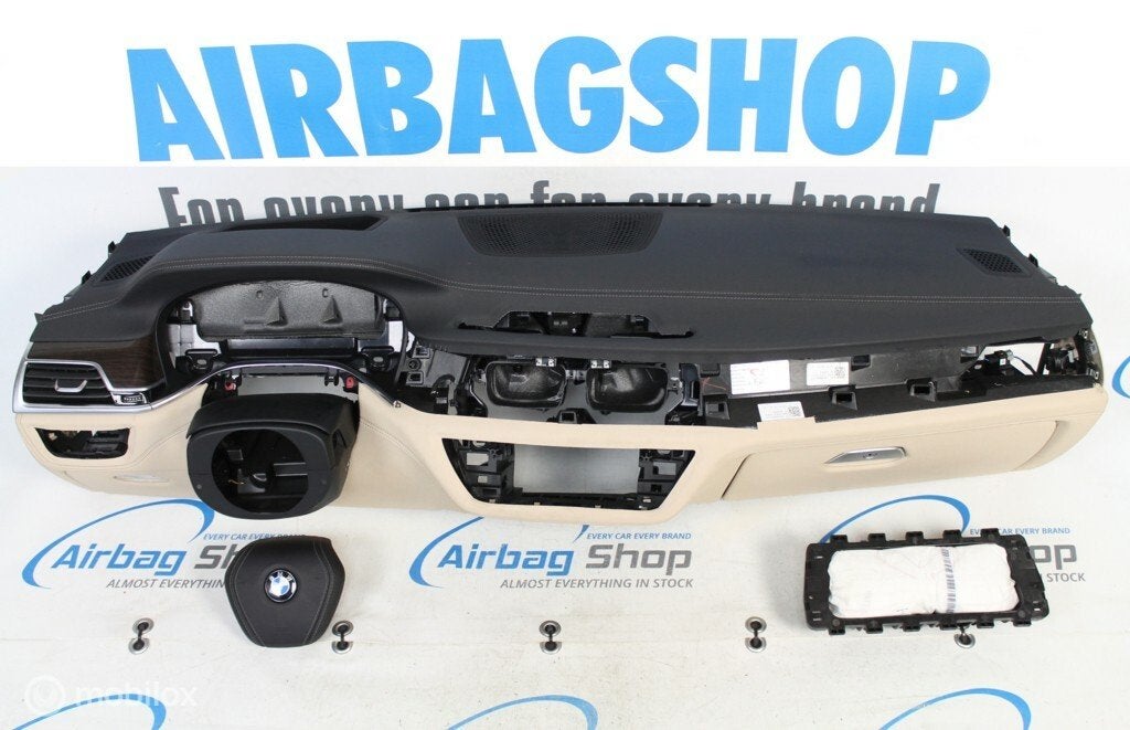 Airbag set - Dashboard leer beige stiksel HUD BMW 7 G11 G12, Gebruikt, Ophalen of Verzenden