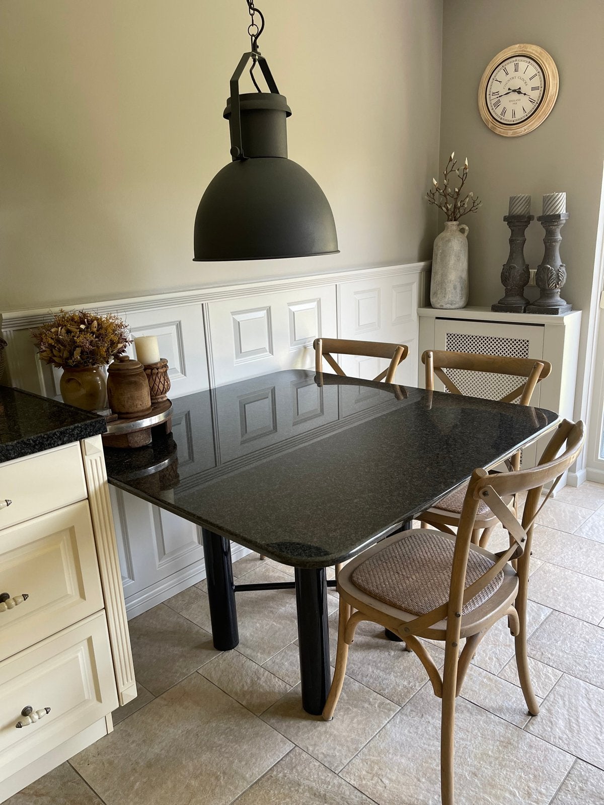 Zwarte granieten tafel 120x120 cm, Huis en Inrichting, Ophalen, Overige materialen, Gebruikt, 100 tot 150 cm
