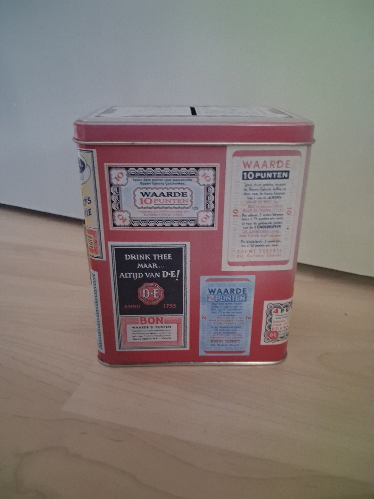 Vintage Douwe Egberts spaarpot/blik, Verzamelen, Ophalen of Verzenden