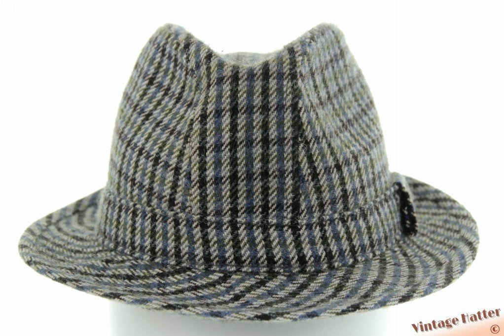 Vintage Vissershoed Failsworth Stafford blauwgrijs wol 55 =S, Failsworth - Stafford, Hoed, Ophalen of Verzenden, 57 cm (M, 7⅛ inch) of minder