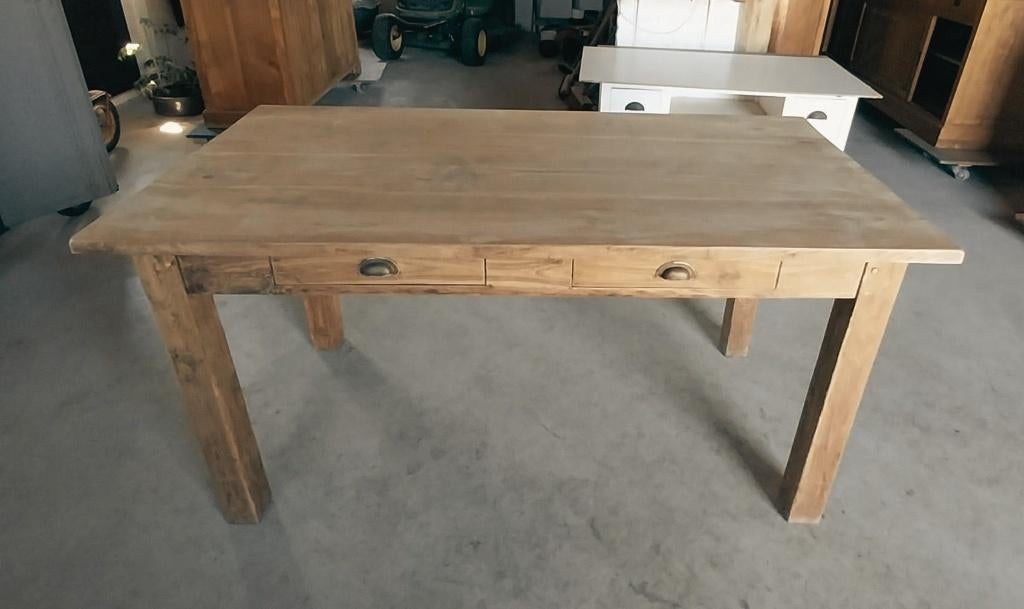 Showroommodel Teak Eettafel 160 cm, Ophalen, Teakhout, 50 tot 100 cm, Zo goed als nieuw