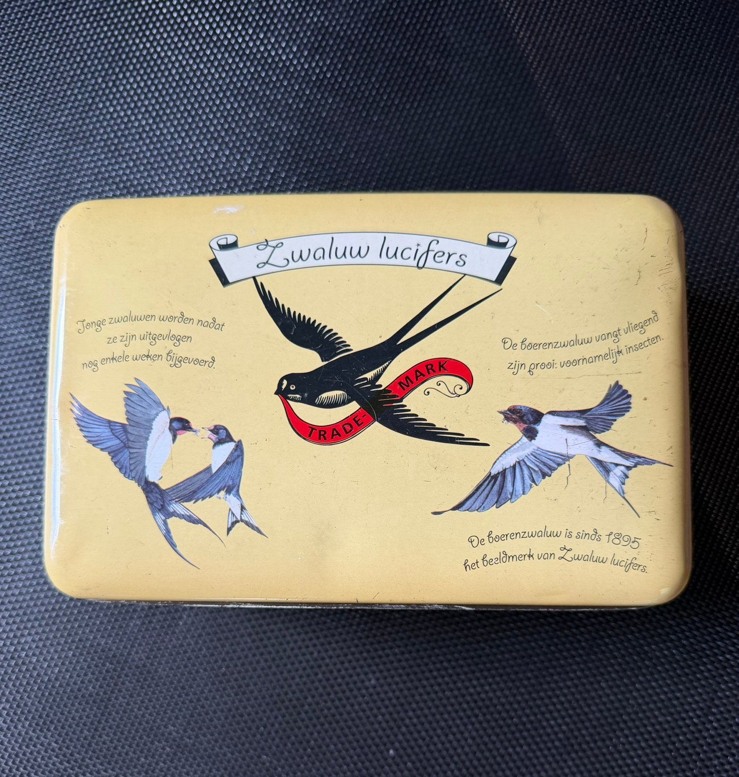 Vintage Zwaluw Lucifers Blik – Decoratief & Authentiek, Verzamelen, Ophalen of Verzenden, Gebruikt, Overige