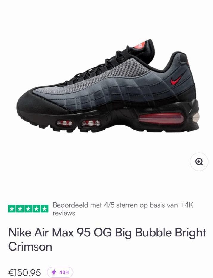 Nike Air Max 95 OG Big Bubble Bright Crimson, Ophalen, Nieuw, Overige kleuren, Sneakers of Gympen
