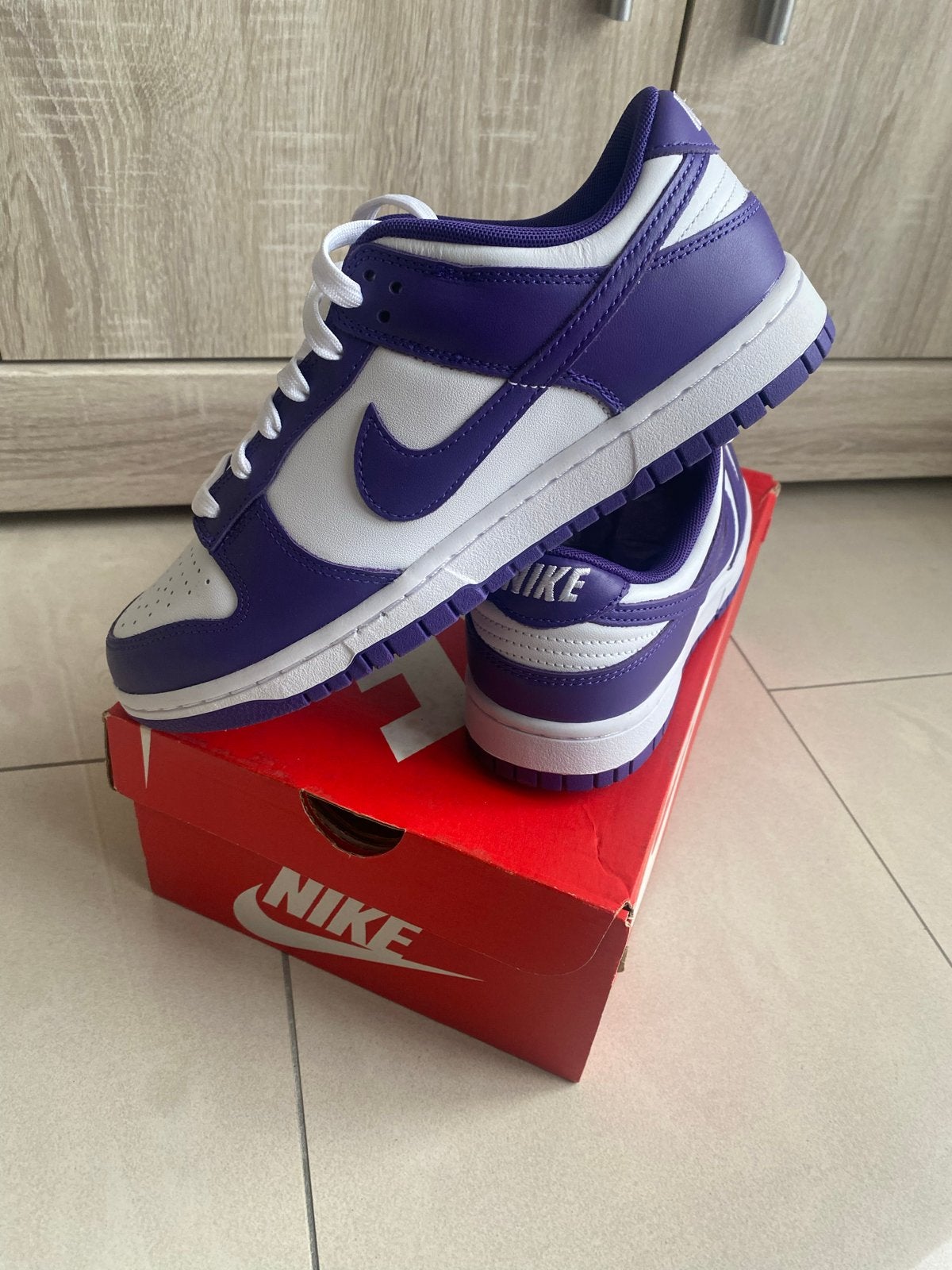 Nike Dunk Low Retro White Court Purple, Verzenden, Nieuw, Wit, Sneakers of Gympen