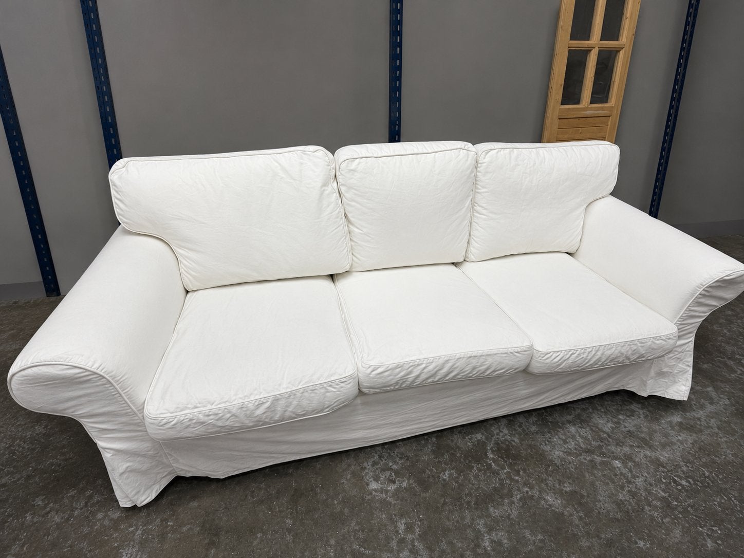 EKTORP ikea witte 3 zits bank, Ophalen, Tweepersoons, 75 tot 100 cm, Zo goed als nieuw