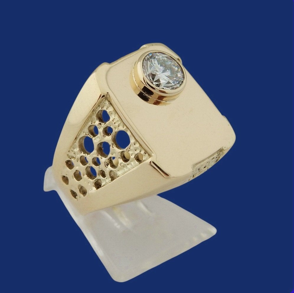 Zware 18 karaat Gouden Ring Herenring 0.75 crt Diamant, Sieraden, Tassen en Uiterlijk, Ringen, Jw, Verzenden, Heer, Nieuw