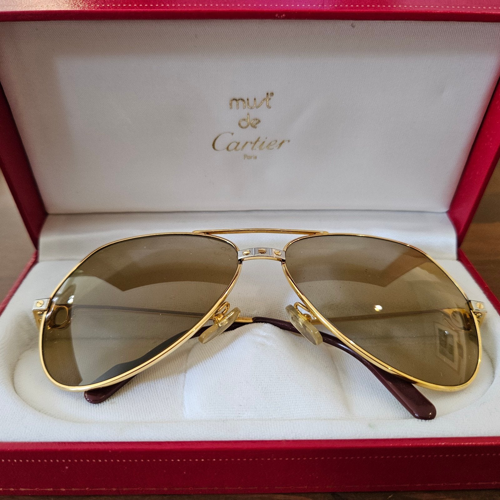 Vintage Le Must de Cartier Vendôme -, Overige merken, Zonnebril, Bruin, Ophalen of Verzenden