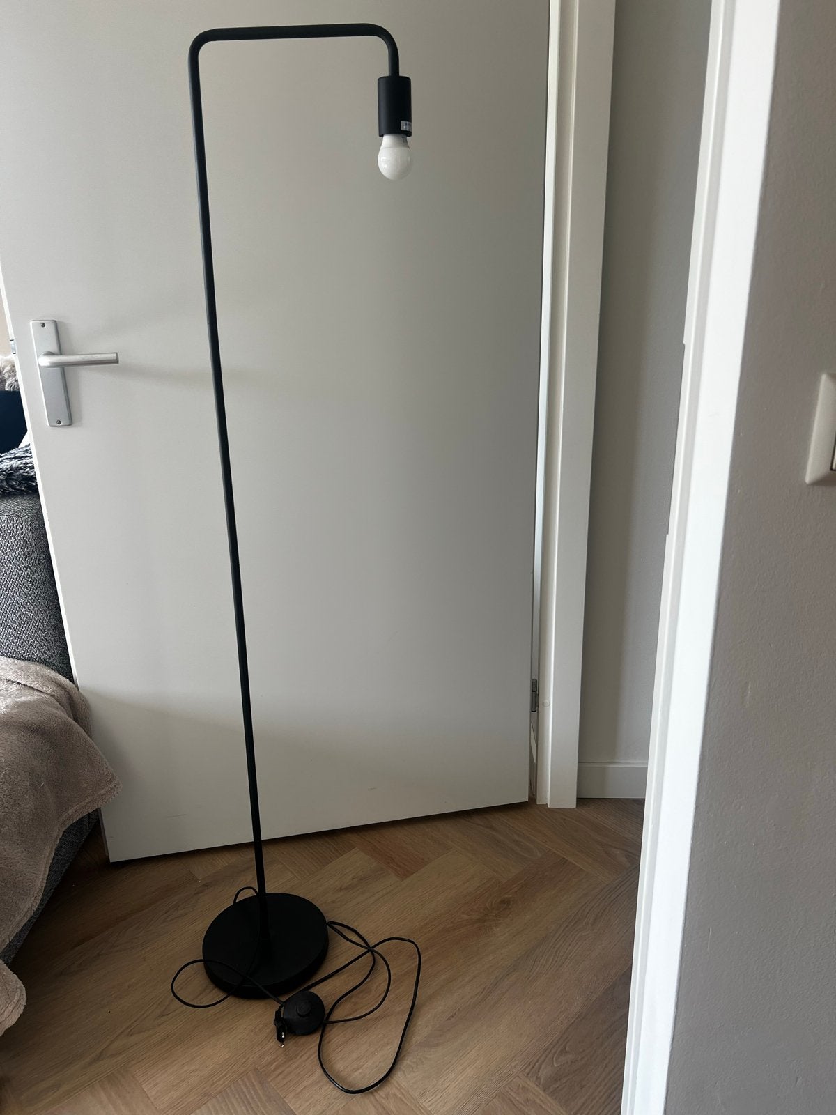 Industriële Zwart Metalen Staande Lamp, Zo goed als nieuw, Metaal, 150 tot 200 cm, E27 (groot)