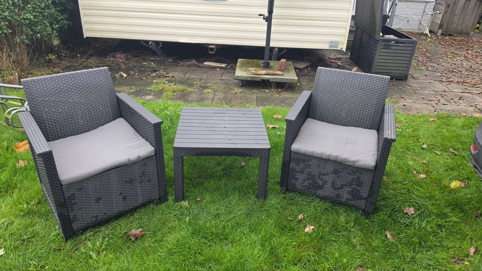 loungeset met 2 stoelen en bijzettafel, Gebruikt, Bank, Loungeset, Wicker