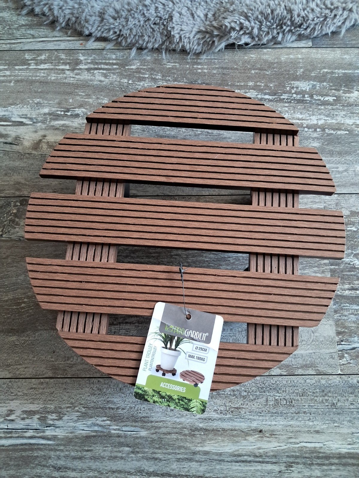 Ronde plantentrolley met wielen - Bruin - 25 cm, Minder dan 30 cm, Minder dan 60 cm, Rond, Nieuw
