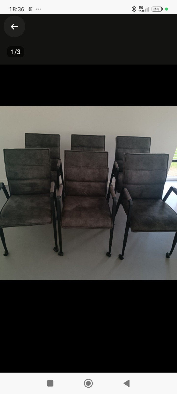 6 eetkamerstoelen op wieltjes - comfortabel en stijlvol, Huis en Inrichting, Ophalen, Gebruikt, Modern, Industrieel, Metaal