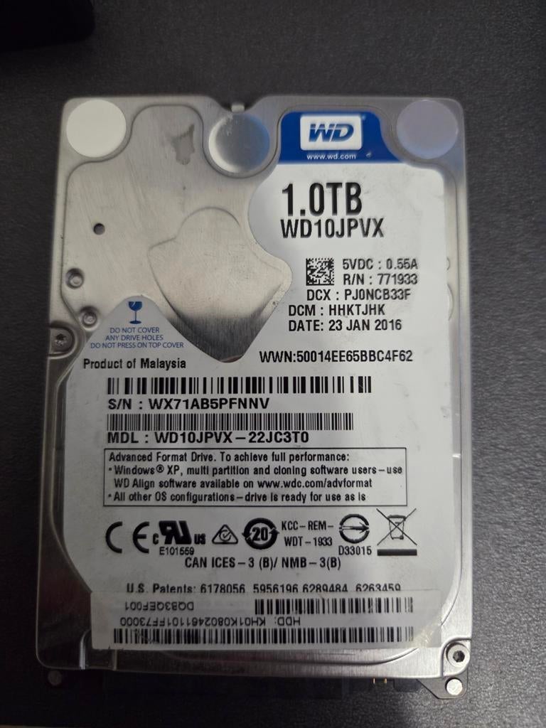 WD Blue 2.5" hdd 1TB - nieuwstaat, Intern, Ophalen of Verzenden, Zo goed als nieuw, Desktop