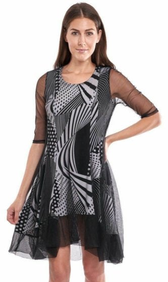 Joseph Ribkoff prachtig aparte jurk met chiffon laag 38/40