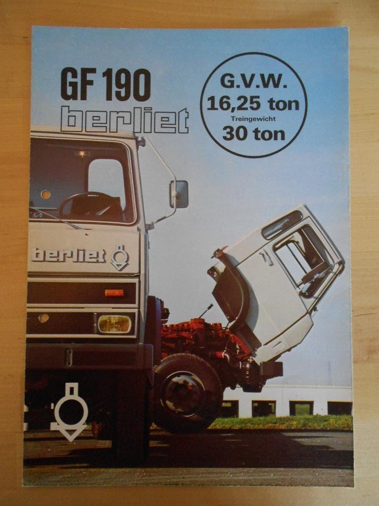 Berliet GF190 Brochure ca 1974 - GF 190 Vrachtwagen, Berliet, Ophalen of Verzenden, Zo goed als nieuw, Overige merken