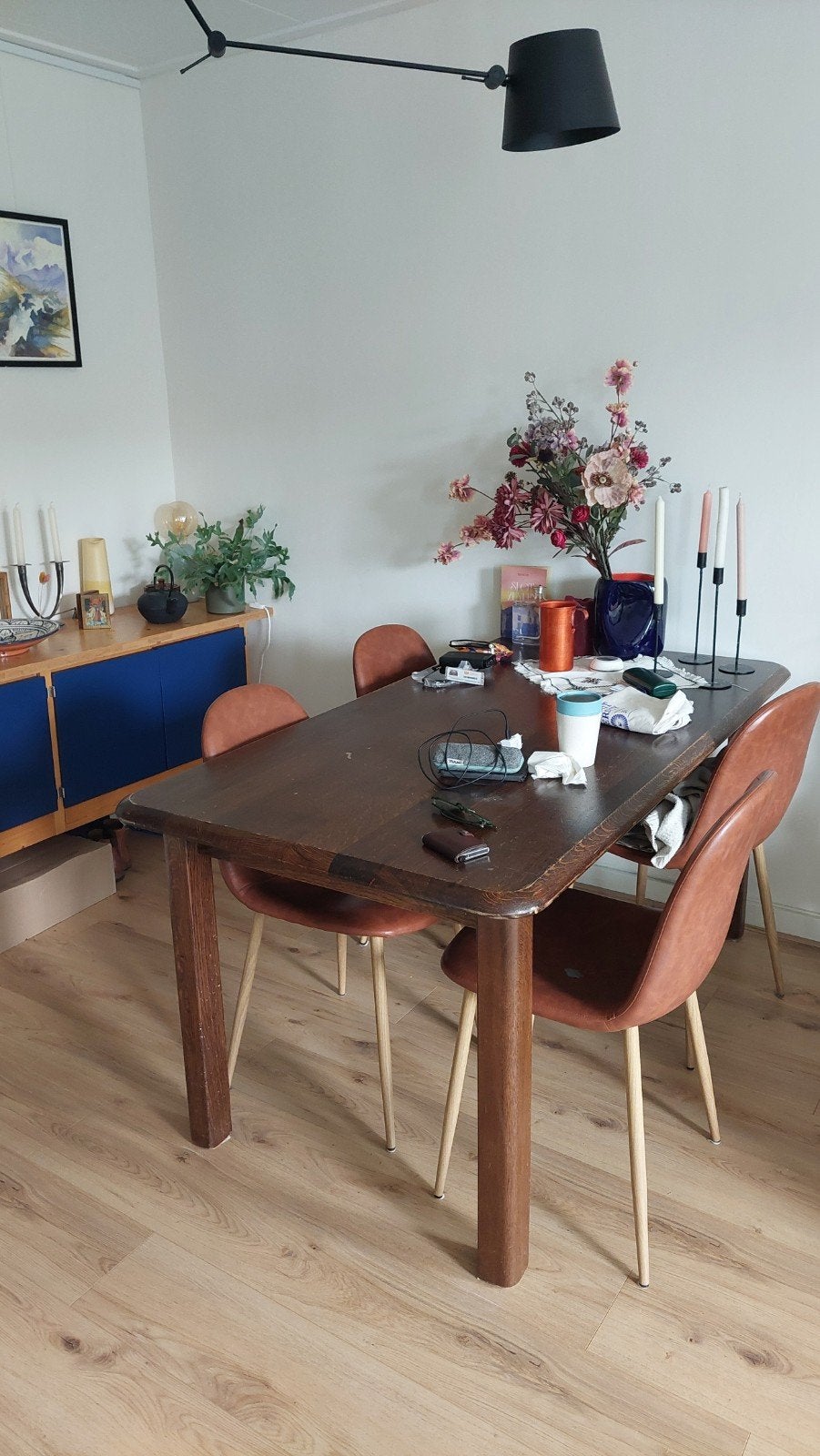 Houten tafel 160x85, Huis en Inrichting, Tafels | Eettafels, Ophalen, Gebruikt, Eikenhout, 50 tot 100 cm