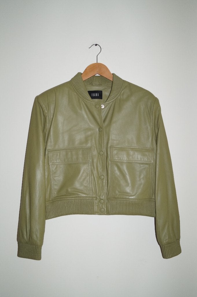 IBANA LEREN JAS MAAT 38, Kleding | Dames, Verzenden, Zo goed als nieuw, Maat 38/40 (M), Groen