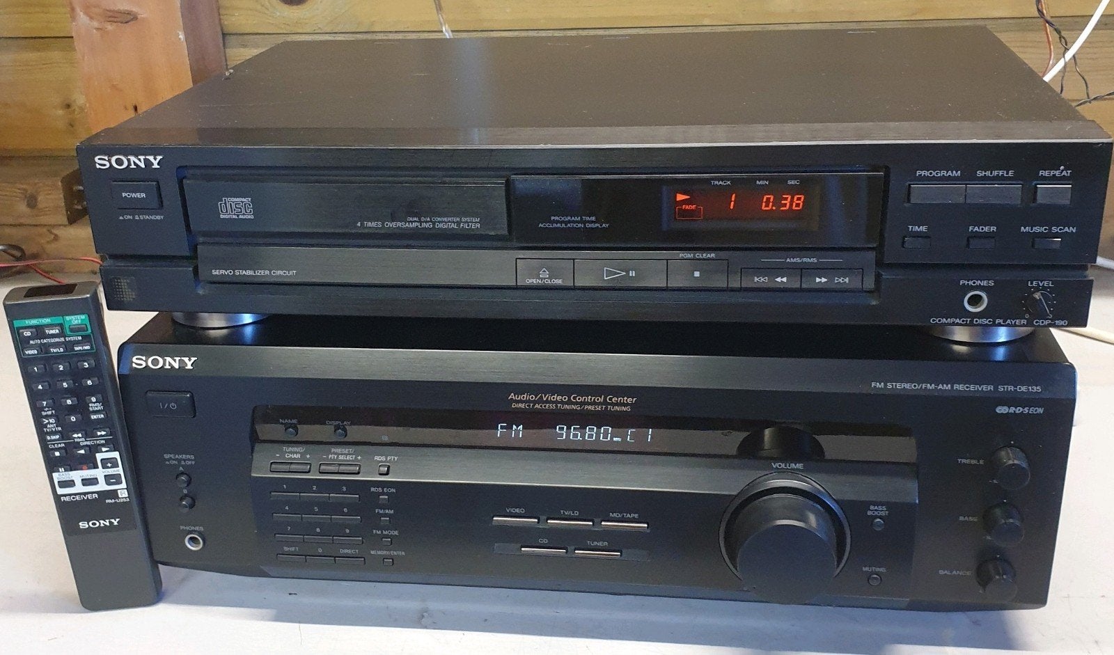 Sony set receiver str-de135 + cd speler cdp-190 + remote, Ophalen of Verzenden, Cd-speler, Sony