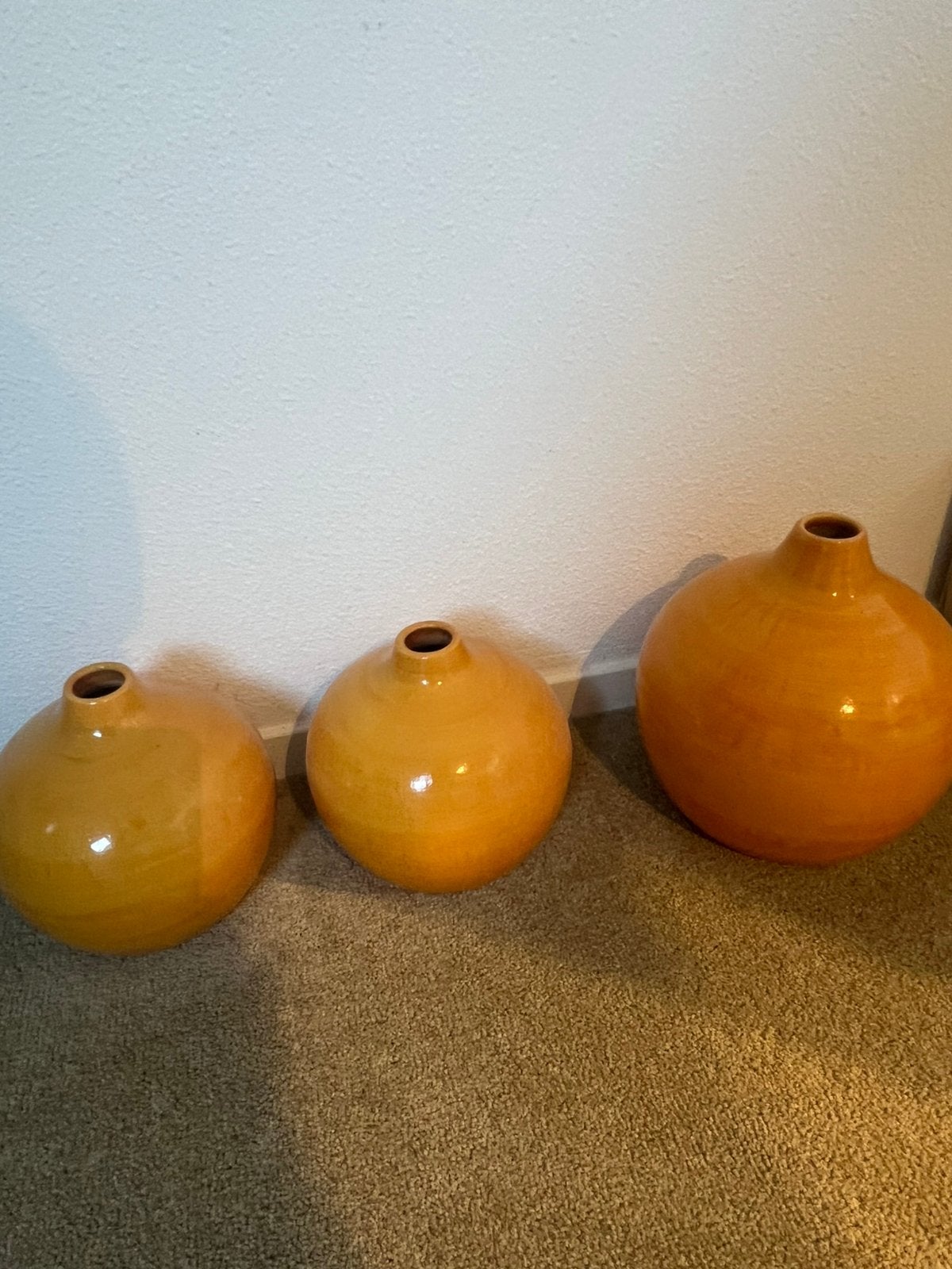 3 grote oranje vazen, Ophalen of Verzenden, Zo goed als nieuw, Oranje