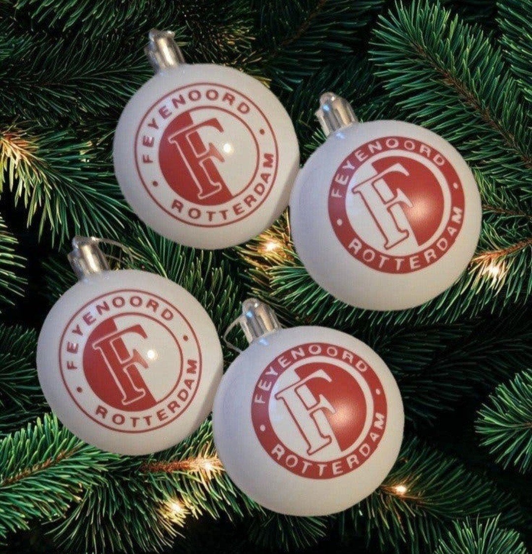 kerstbal feyenoord wit,rood, Ophalen of Verzenden