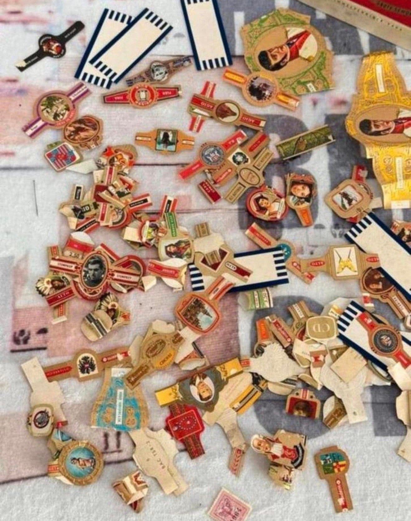 Partij + 100 sigarenbandjes sigaren bandjes en blik vintage, P, P, P, Ophalen of Verzenden