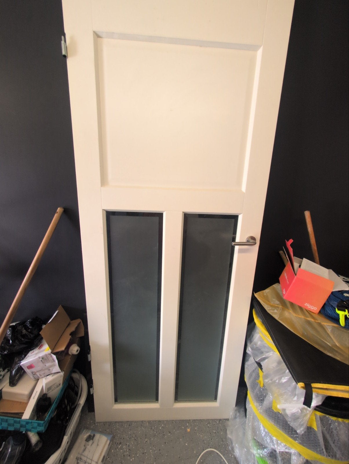 Witte binnendeur met glaspanelen, Gebruikt, 80 tot 100 cm, Binnendeur, Ophalen of Verzenden