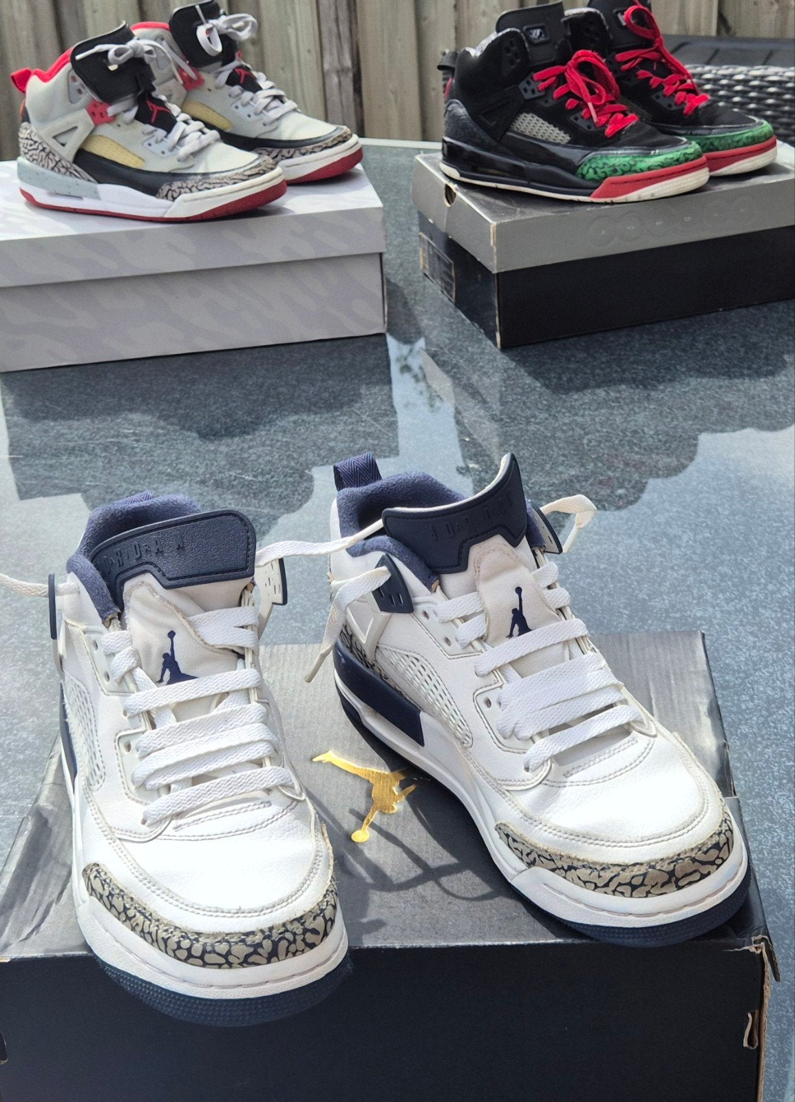 Tekoop Air Jordan Spizike GS Obsidian maat 40 weinig gedrage, Ophalen of Verzenden, Zo goed als nieuw, Blauw