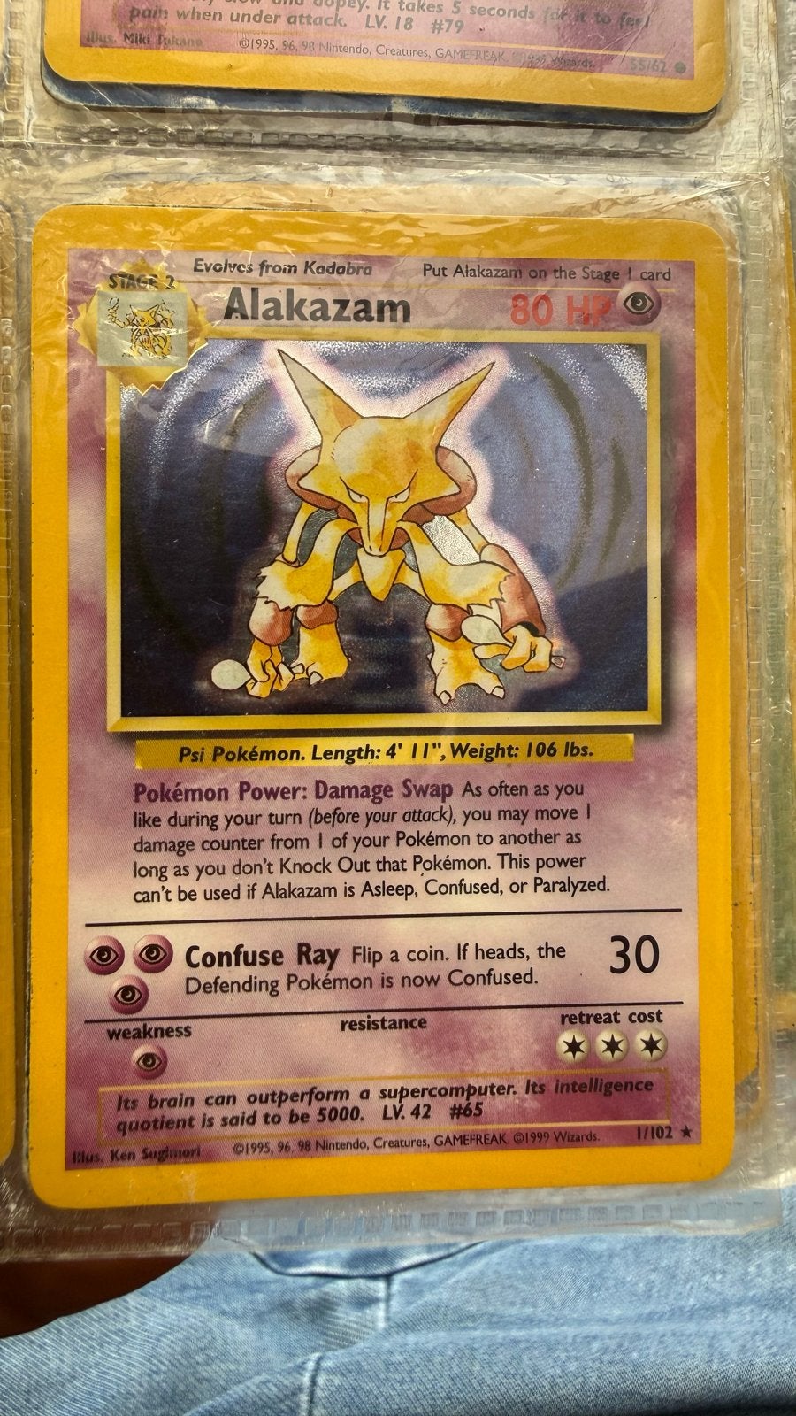 Pokémon Kaart Alakazam 1/102 Base Set Holo, Verzenden, Gebruikt, Losse kaart, Foil