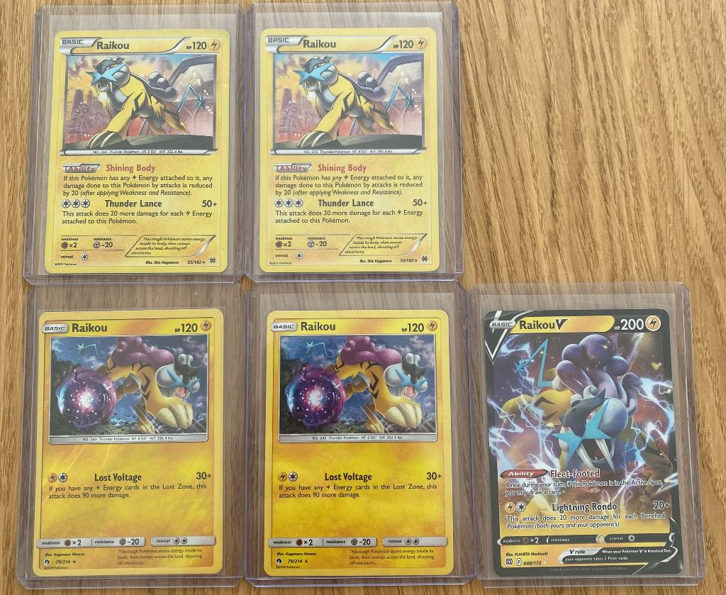Selectie Raikou Pokemon Kaarten, Ophalen of Verzenden, Zo goed als nieuw, Meerdere kaarten, Foil