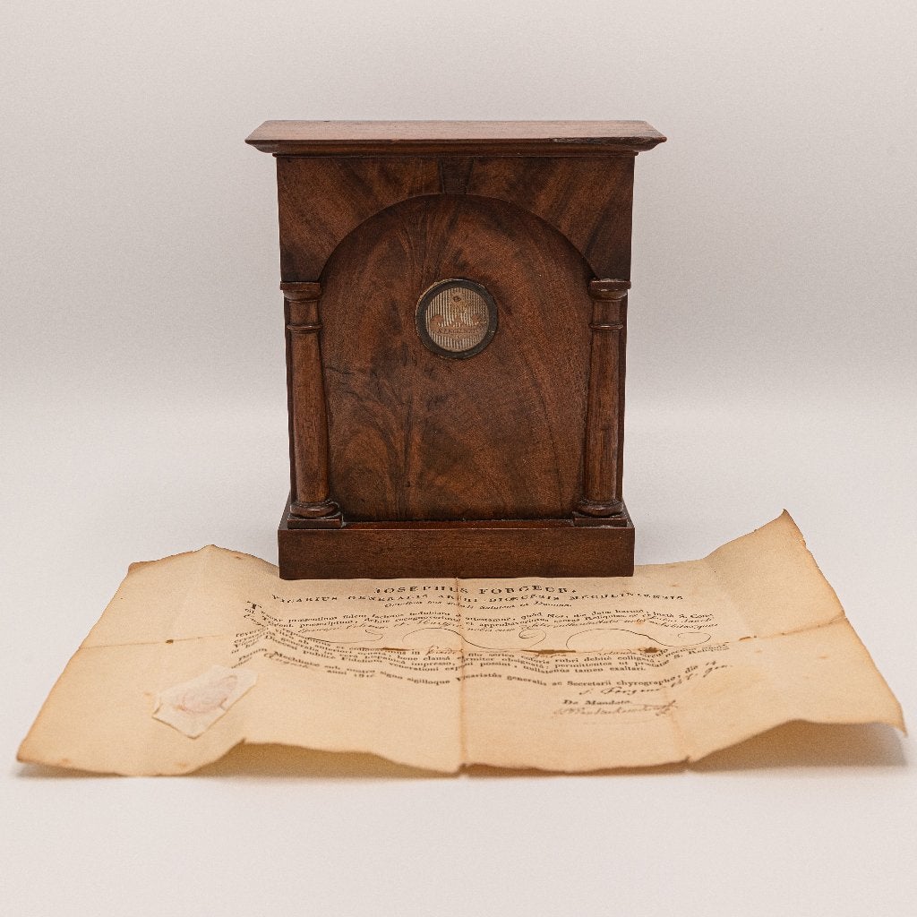 Relikwie met document heilige Engelbert, Antiek en Kunst, Antiek | Religie, Ophalen of Verzenden