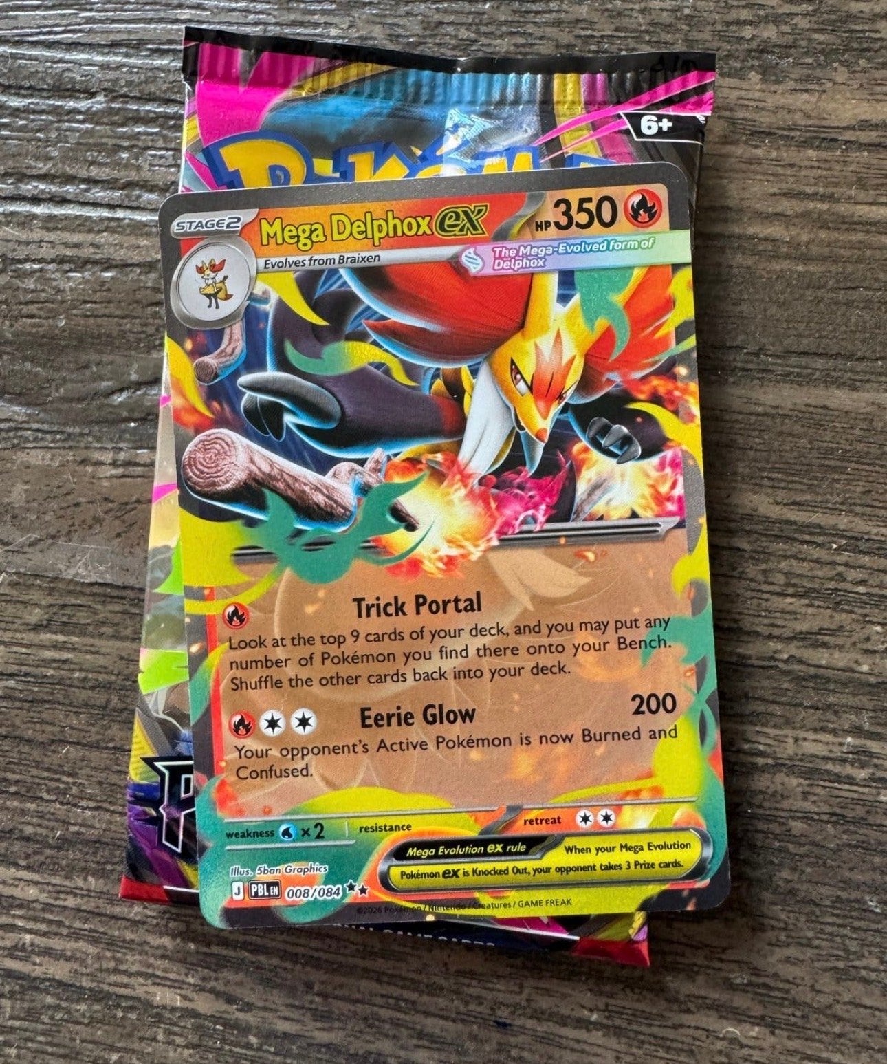 Pokémon Mega Delphox EX 008/084 Kaart, Ophalen of Verzenden, Zo goed als nieuw, Losse kaart