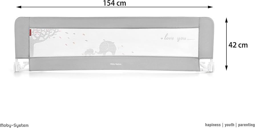Moby System Bedhekje 150 cm Grijs, Ophalen, Nieuw, Stapelbed