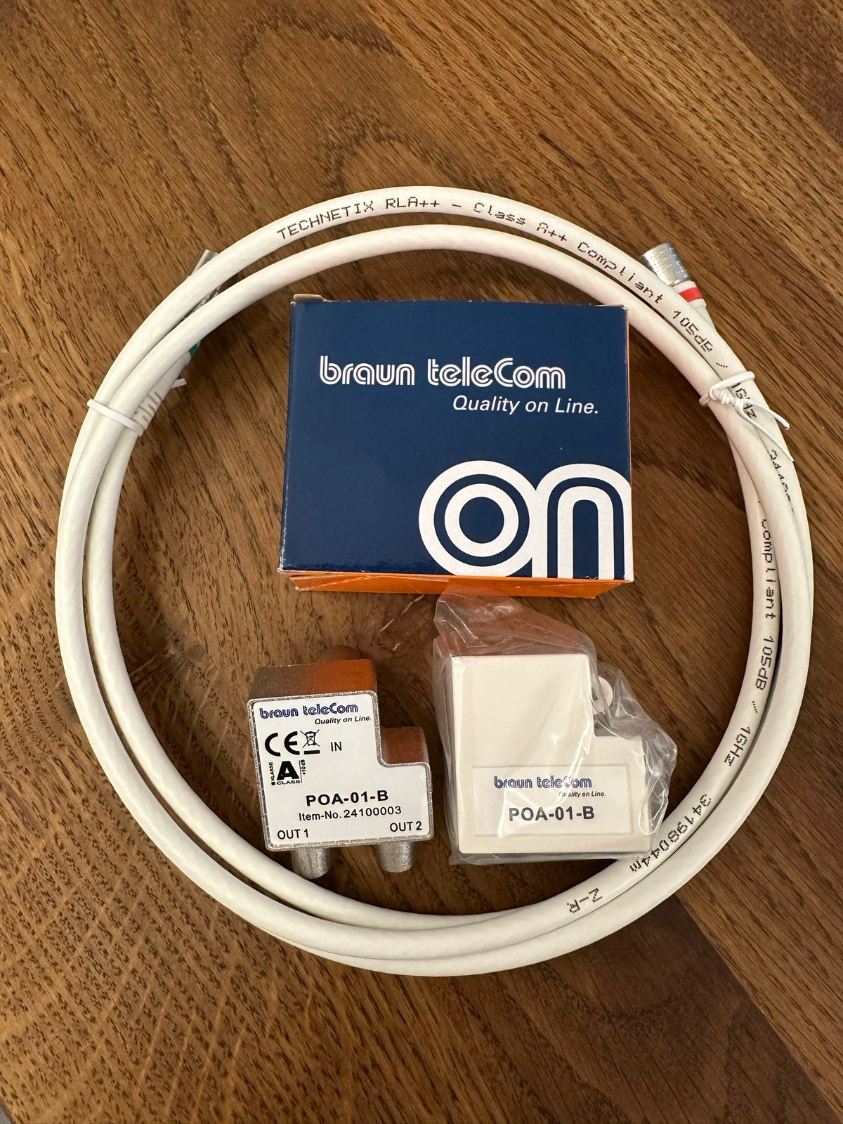 Braun teleCom POA-01-B Coaxiale kabelset met splitter, Ophalen of Verzenden, Nieuw, 2 tot 5 meter, Coaxiale kabel