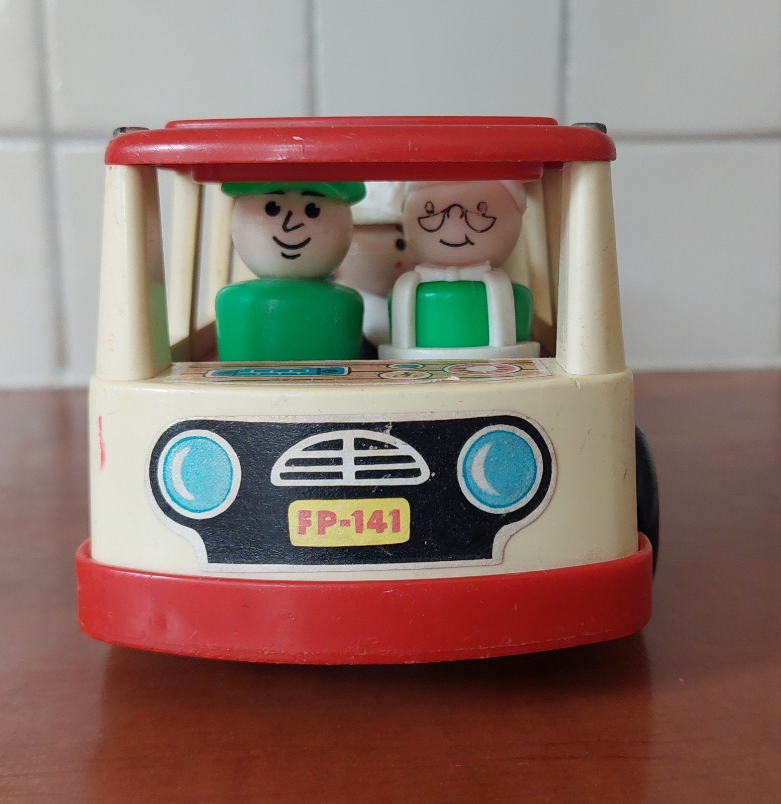 Vintage Fisher-Price Mini-Bus FP-141 met figuren, Ophalen of Verzenden, Gebruikt