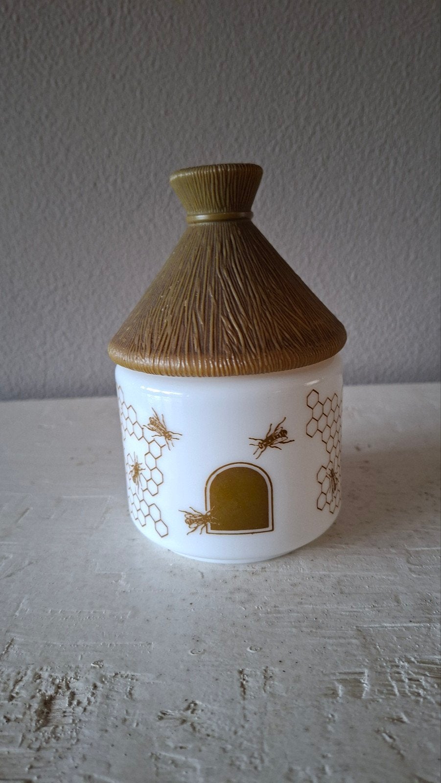 Vintage Opaline Honingpot Meli – Jaren 70, Ophalen of Verzenden
