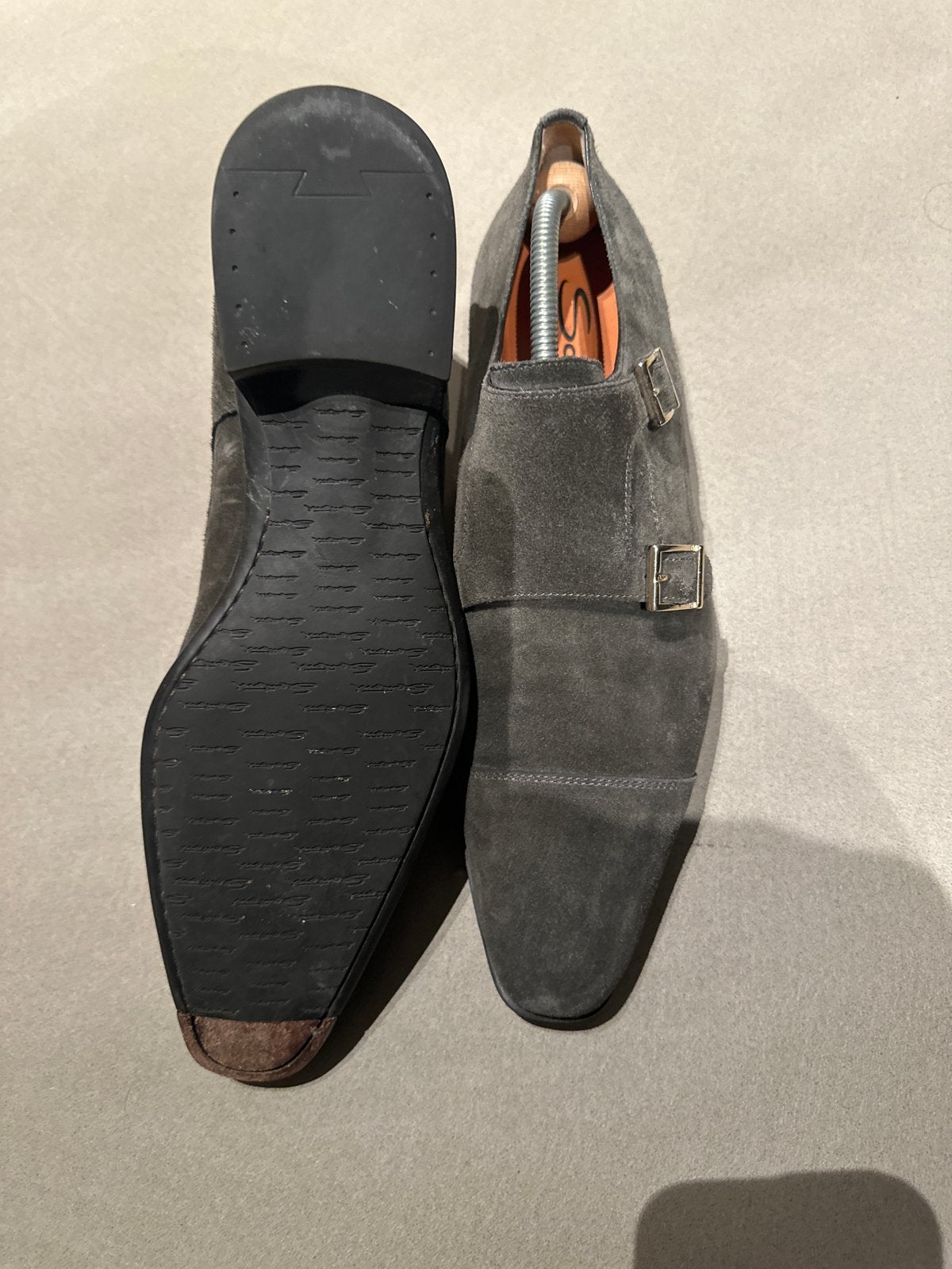 Foto 3 van Santoni olijfgroene gespschoenen maat 8 - Topconditie