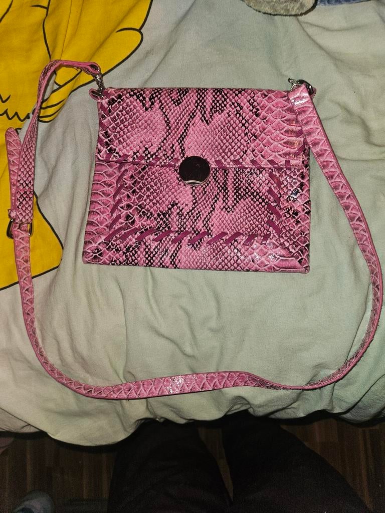 Roze schoudertas met slangenprint bulaggi, Overige merken, Ophalen of Verzenden, Zo goed als nieuw, Roze